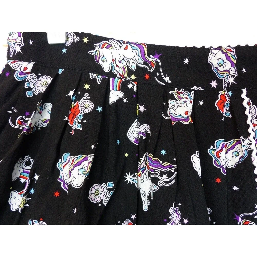 Hell Bunny Skirt Women XL Black Unicorn Rainbow 60s Mod Retro Kidcore Kawaii NWT - Picture 7 of 15